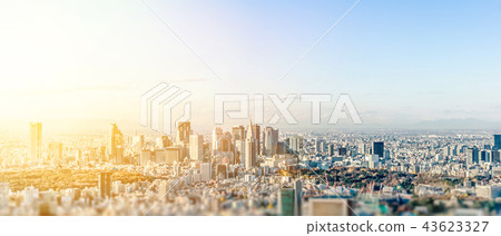 panoramic city skyline in Tokyo, Japan. tilt shift panoramic city skyline in Tokyo, Japan. tilt shift 43623327