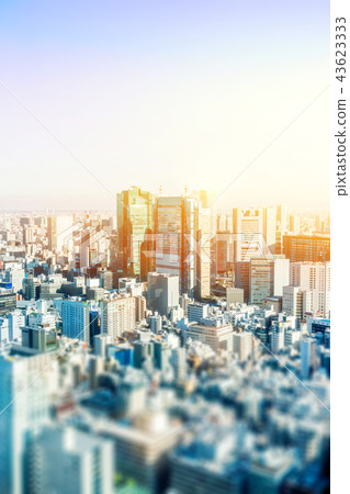 panoramic city skyline in Tokyo, Japan. tilt shift 43623333