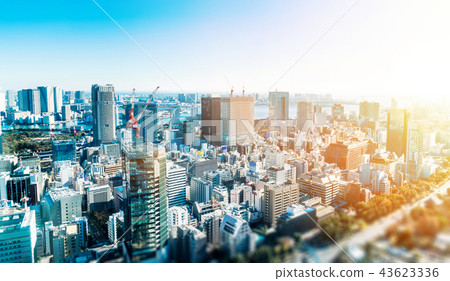 panoramic city skyline in Tokyo, Japan. tilt shift panoramic city skyline in Tokyo, Japan. tilt shift 43623336