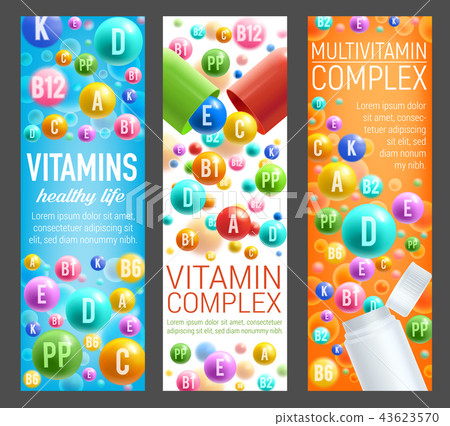 Multivitamin health complex pills vector banners 43623570