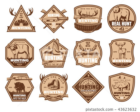 Wild animals vector icons and hunting equipment Wild animals vector icons and hunting equipment 43623632