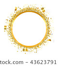gold confetti around gold  cycle frame on white 43623791