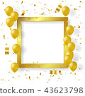 confetti ribbon and  gold frame on white backgroun 43623798