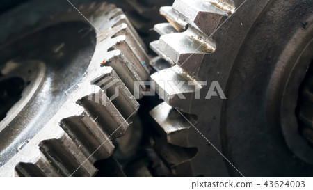close up gear wheel rotate concept. spare part 43624003
