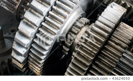 close up gear wheel rotate concept. spare part 43624050