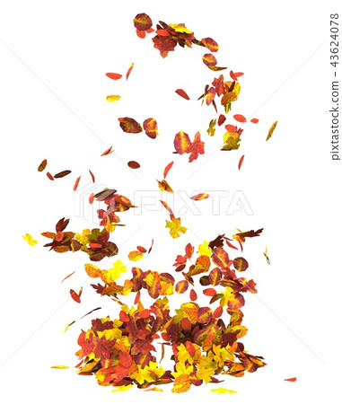Autumn leaves isolated on white background 3D illustration 43624078