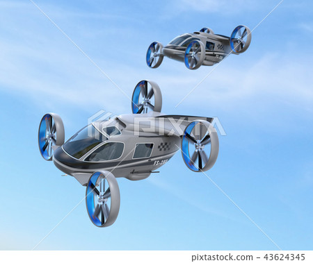 Image of passenger drone in formation flight. Flying taxi concept 43624345