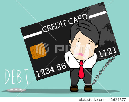 Employee man bear the burden of credit card debt. Employee man bear the burden of credit card debt. 43624877