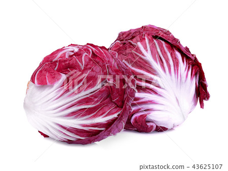 two whole red radicchio or red salad isolated  43625107