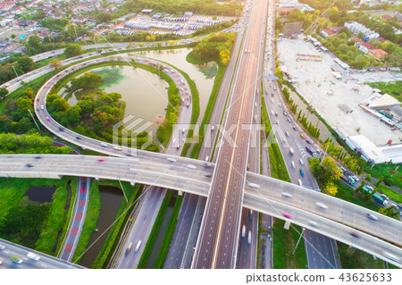 Intersection traffic road with car and green park 43625633