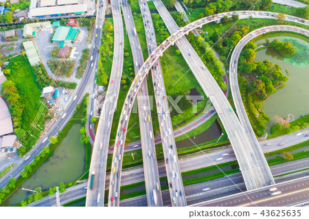 Intersection traffic road with car and green park 43625635
