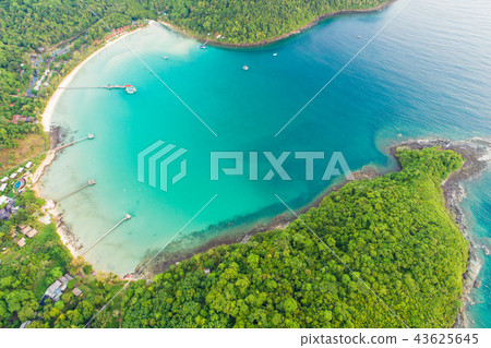 Exotic idyllic sea island with green tree forest Exotic idyllic sea island with green tree forest 43625645