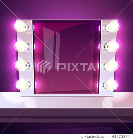 Makeup mirror lamp illuminated vector illustration 43625874