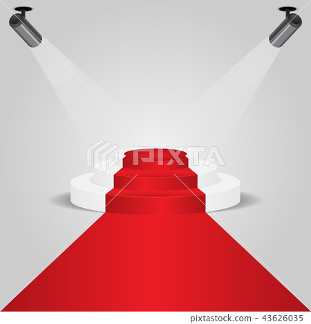 Red carpet podium with spotlight Red carpet podium with spotlight 43626035