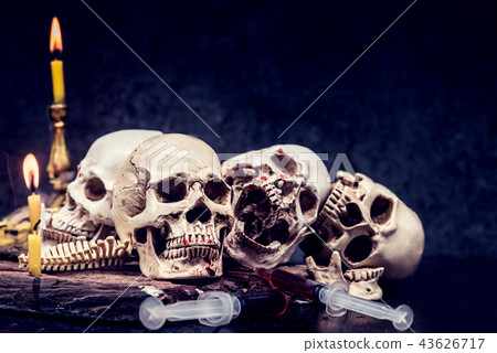 Happy Halloween. Skull and scary scene. Happy Halloween. Skull and scary scene. 43626717