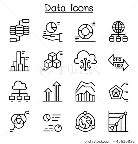 Data icon set in thin line style - Stock Illustration [43626858] - PIXTA