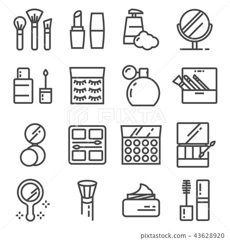 Vector beauty and cosmetic line icons set - Stock Illustration ...