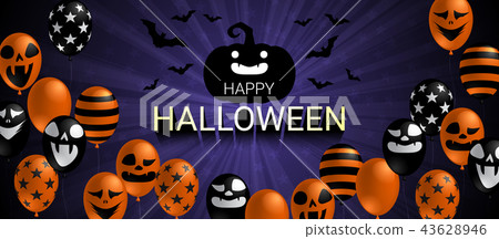 Happy Halloween banner with scary balloon design Happy Halloween banner with scary balloon design 43628946