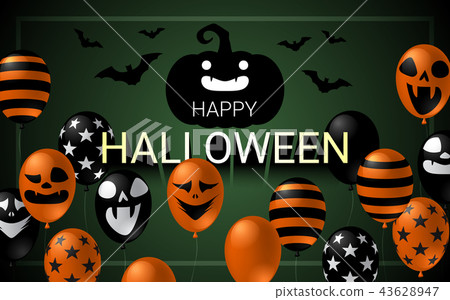 Happy Halloween banner with scary balloon design 43628947