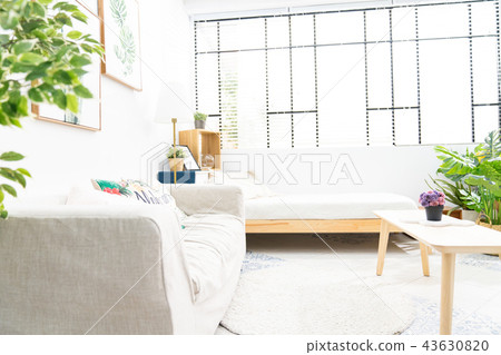 Japan Taiwan Indoor Home Bed Warm Sofa Carpet Chair Table Lamp Landscaping Desk Pillow Wood Floor Wood Grain Romantic Dry Flower Leave White Blank Material Lovers Family 43630820