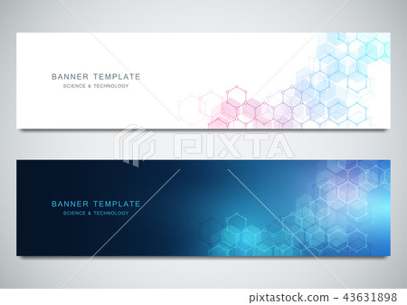 Vector banners for science and digital technology. Geometric abstract background with hexagons 43631898