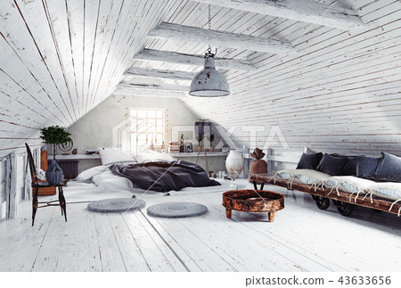 modern attic bedroom design. 43633656
