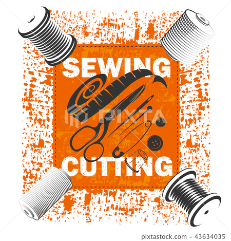 Sewing A Banner With A Tool Stock Illustration 43634035 Pixta