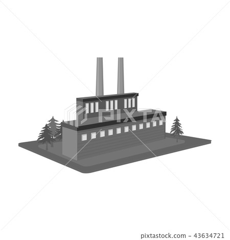 Processing factory. Factory and industry single icon in monochrome style isometric vector symbol 43634721