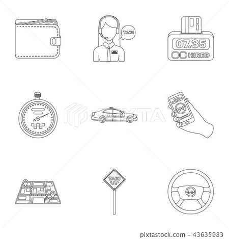 Set of icons about the taxi. A call taxi driver, Parking. Transportation around the city.Taxi icon 43635983