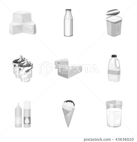Milk product and sweet set icons in monochrome style. Big collection of milk product and sweet Milk product and sweet set icons in monochrome style. Big collection of milk product and sweet 43636020