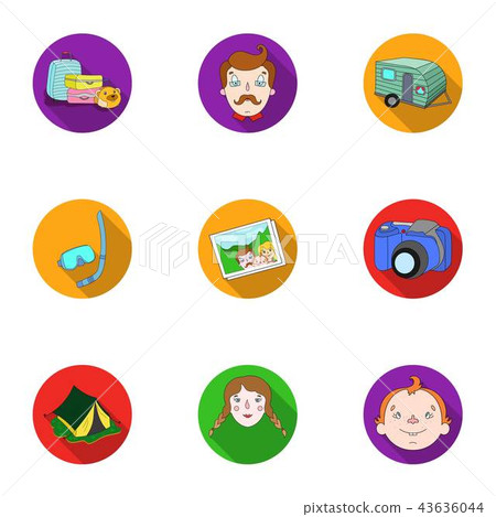 Family, family traditions, recreation. Family life.Family holiday icon in set collection on flat Family, family traditions, recreation. Family life.Family holiday icon in set collection on flat 43636044