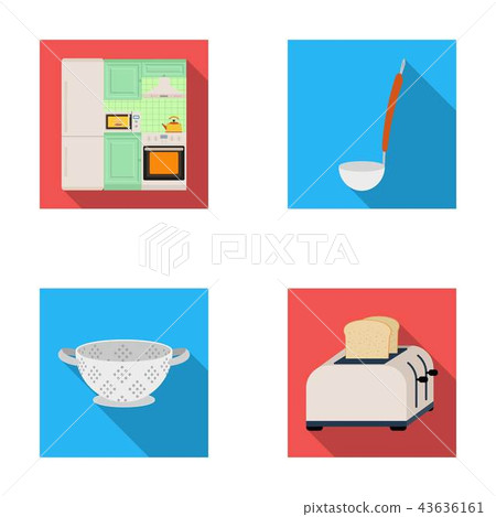 Kitchen equipment flat icons in set collection for design. Kitchen and accessories vector symbol 43636161