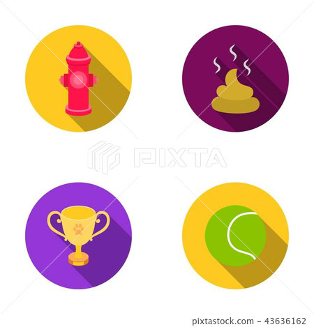 Tennis ball, game, hydrant fire, cup, feces.Dog set collection icons in flat style vector symbol 43636162
