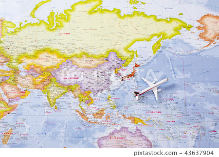 世界地圖和客機海外旅行圖像圖像素材 43637904