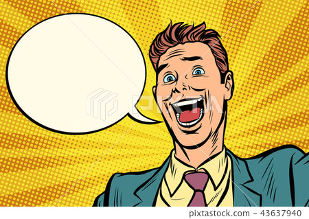 pop art Joyful businessman comic bubble 43637940