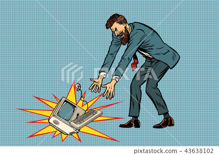 Businessman in rage breaks computer 43638102