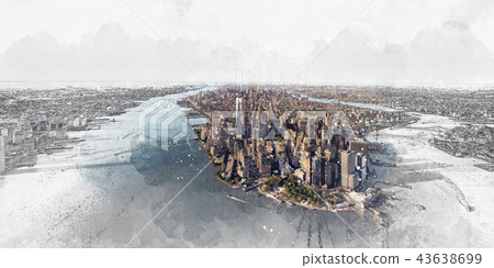 Aerial view of lower Manhattan New York City 43638699