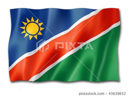 Namibian flag isolated on white 43639652