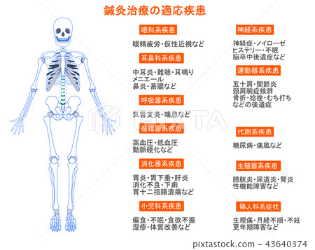 Disease indication for acupuncture treatment Skeleton 8 (orange, with description) 43640374