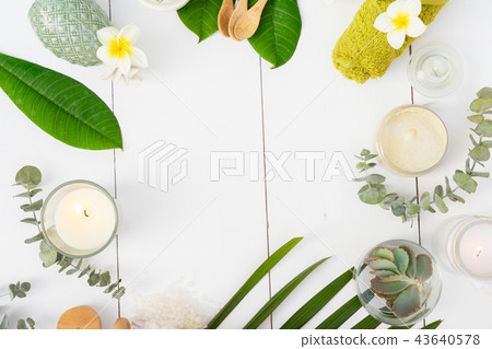 Beauty background with facial cosmetic products 43640578