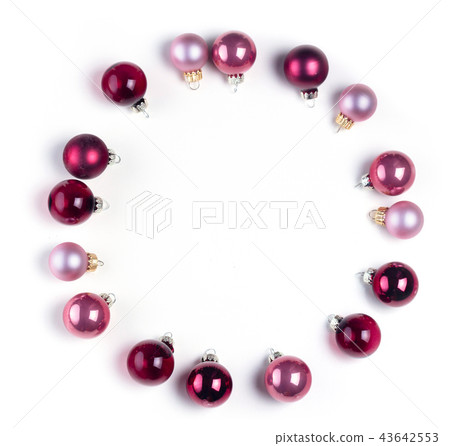 Christmas flat lay scene with glass balls 43642553