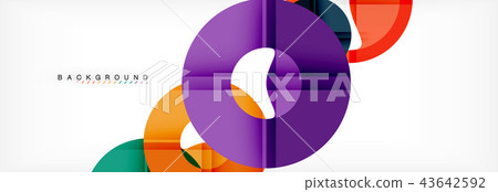 Colorful rings on grey background, modern geometric pattern design. Vector business or technology 43642592