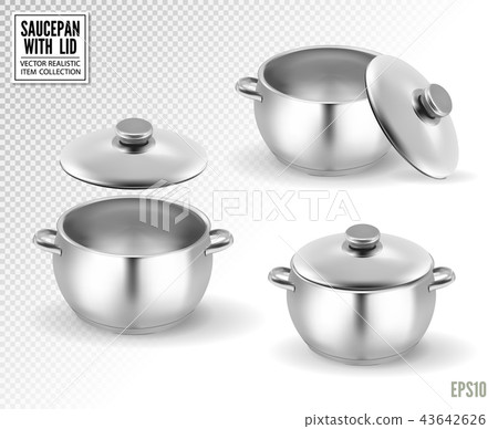 Set of saucepans with lid. Realistic vector, 3d illustration Set of saucepans with lid. Realistic vector, 3d illustration 43642626