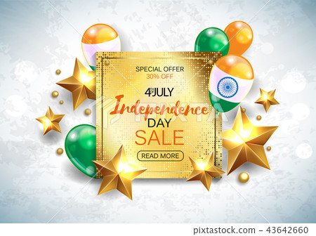 Vector illustration of Independence Day of India sale banner with Indian flag tricolor 43642660