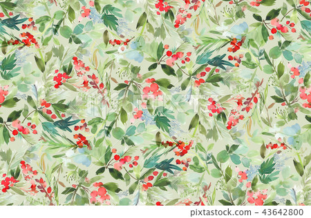 Seamless watercolor Christmas pattern - Stock Illustration [43642800 ...