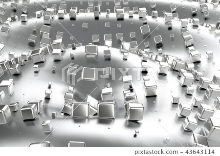 Silver or white gold platinum blocks cubes over wave background. Modeling 3d illustration. wealth 43643114