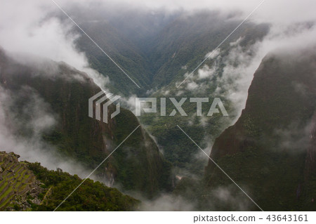 Green valley in mist. Green valley in mist. 43643161