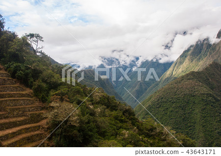 Clouds over the Andes from Inca farming terraces. 43643171