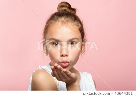 girl blow kiss sending love romance warm feelings girl blow kiss sending love romance warm feelings 43644391