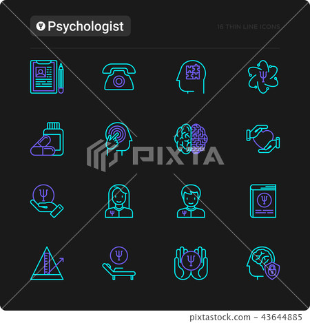 Psychologist thin line icons set Psychologist thin line icons set 43644885